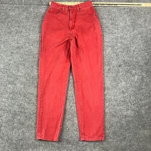 Vintage High Waist Jeans Womens Size 9/10 Red Tapered Mom Fit 90s Denim